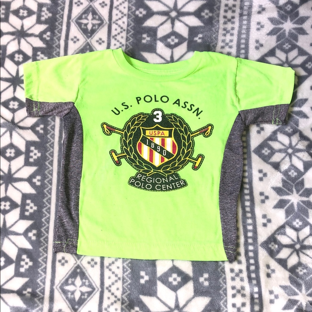 U.S. Polo Assn. Neon Green & Gray Crest Short Sleeve Tee